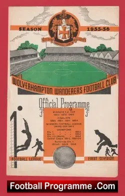 Wolves Woverhampton v Manchester United 1956 - Man United - football programme