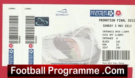 Wrexham v Port Vale 2013 – Play Off Final Ticket Wembley