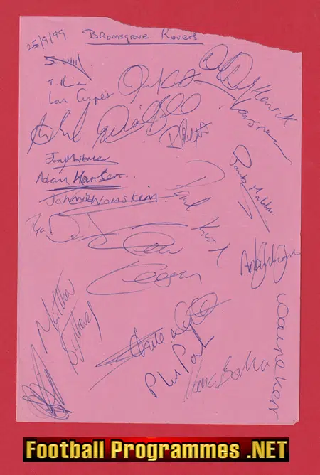 Guiseley Rovers v Bromsgrove Rovers 1999 - Autographed SIGNED