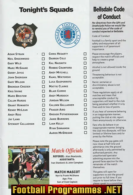 Beith Juniors v Glasgow Rangers 2012 - 2nd Match After Demotion