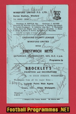 Winsford United v Prestwich Hays 1975 – Multi Autographed SIGNED