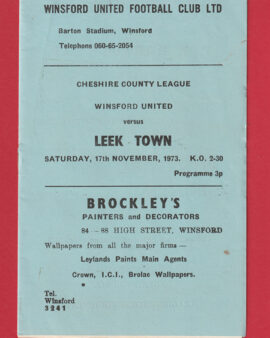 Winsford United v Leek Town 1973 – Plus Newspaper Articles