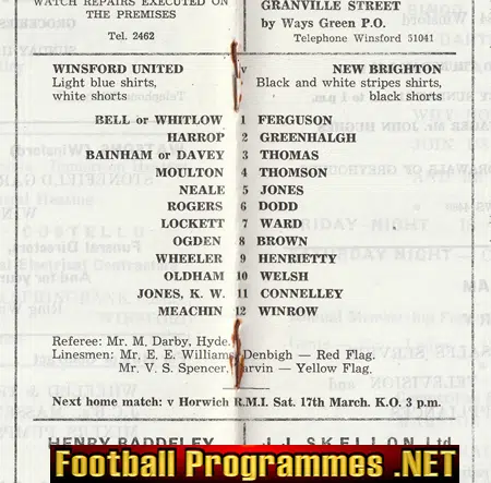 Winsford United v New Brighton 1973
