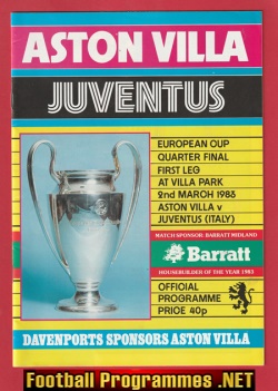 Aston Villa v Juventus 1983 – European Cup Quarter Final