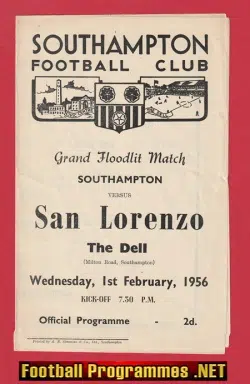 Southampton v San Lorenzo 1956 - Buenos Aires Argentina Team