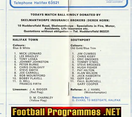 Halifax Town v Southport 1978 - Last Season for Southport