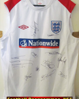 England Home Football Training Shirt 2000’s Multi SIGNED Wayne Rooney