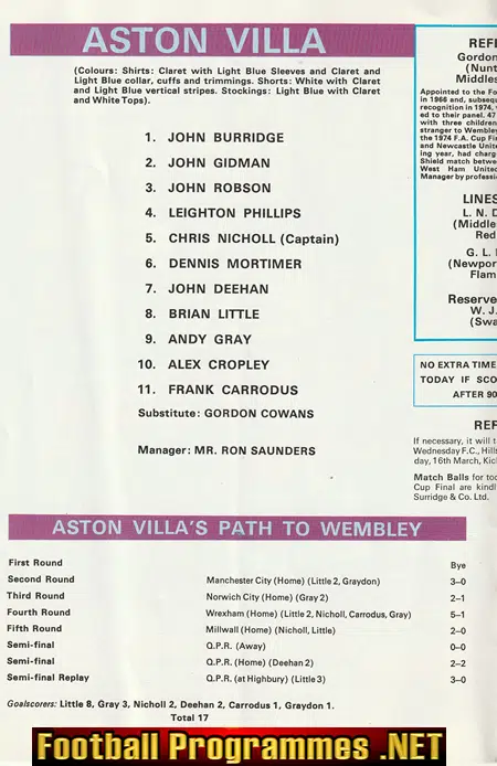 Aston Villa v Everton 1977 - Football League Cup Final Wembley