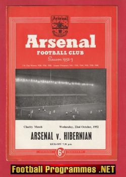 Arsenal v Hibernian Hibs 1952 – 1950’s