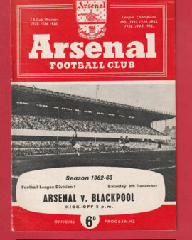 Arsenal v Blackpool 1962 – 1960’s