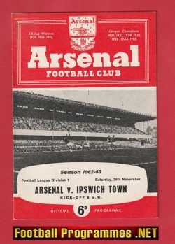 Arsenal v Ipswich Town 1962 – 1960’s