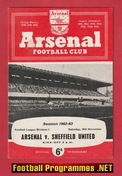 Arsenal v Sheffield United 1962 – 1960’s