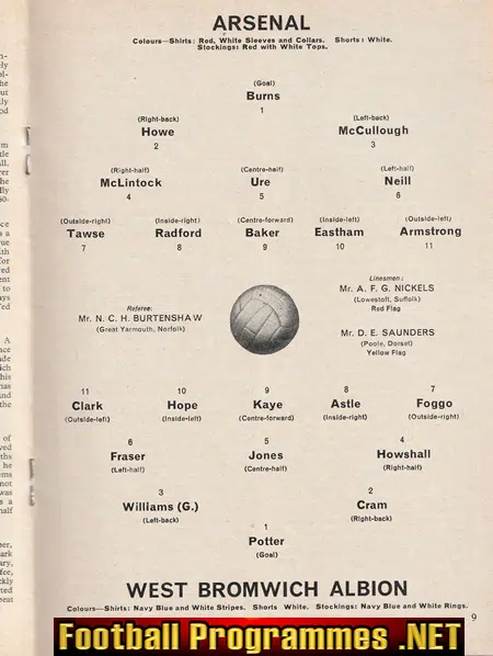 Arsenal v WBA 1965 - 1960's