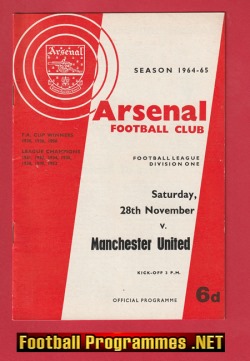 Arsenal v Manchester United 1964 – 1960’s
