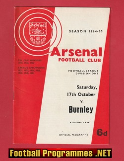 Arsenal v Burnley 1964 – 1960’s