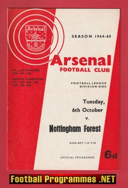 Arsenal v Nottingham Forest 1964 – 1960’s