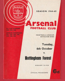 Arsenal v Nottingham Forest 1964 – 1960’s