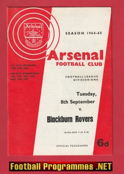 Arsenal v Blackburn Rovers 1964 – 1960’s