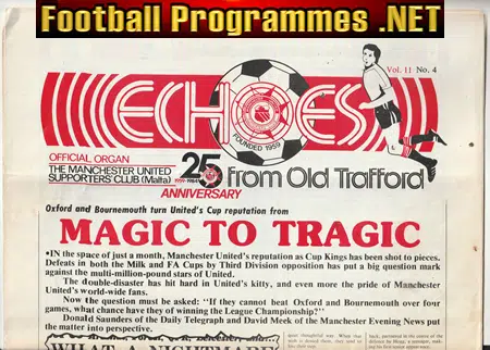 Manchester United Malta Supporters Club Magazine 1984 – January