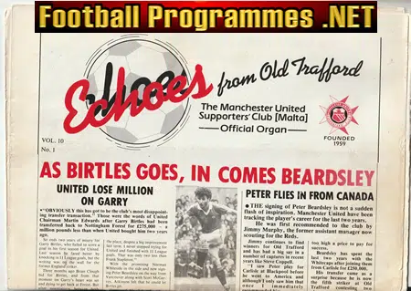 Manchester United Malta Supporters Club Magazine 1982 – Sept