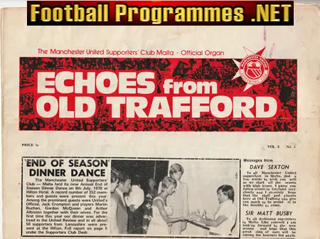Manchester United Malta Supporters Club Magazine 1978 – August