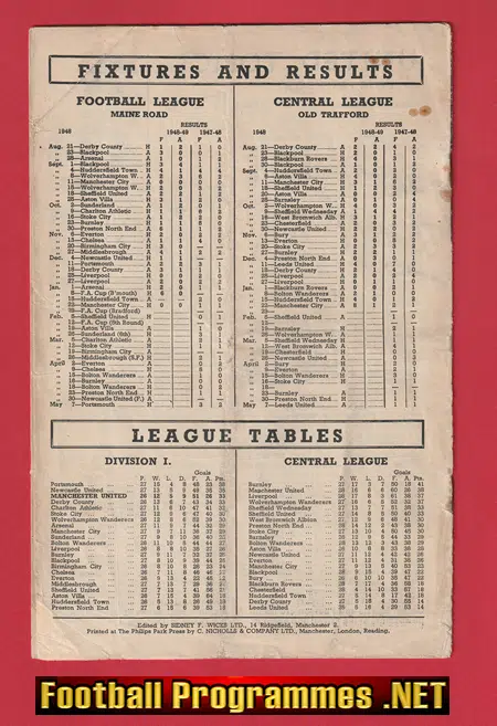 Manchester United v Bradford Park Avenue 1949 - Man Utd 1940's