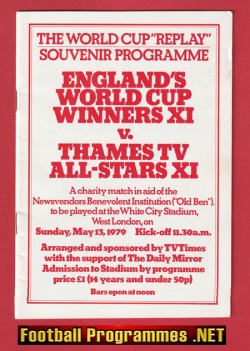 England World Cup Winners v Thames TV All Stars 1979 – London