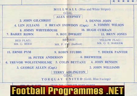 Millwall v Torquay United 1964