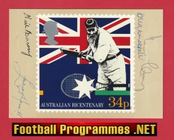 Cricket Multi Autograph Postcard Australia Captains SIGNED