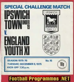 Ipswich Town v England 1975 – Special Challenge Match