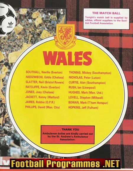 Scotland v Wales 1985 - Hampden Park Glasgow