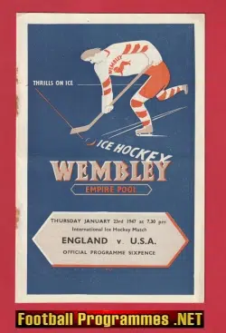 Wembley Monarchs Ice Hockey v America 1947 - USA at Wembley