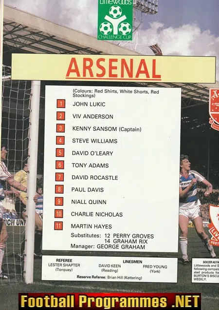 Liverpool v Arsenal 1987 - League Cup Final Wembley