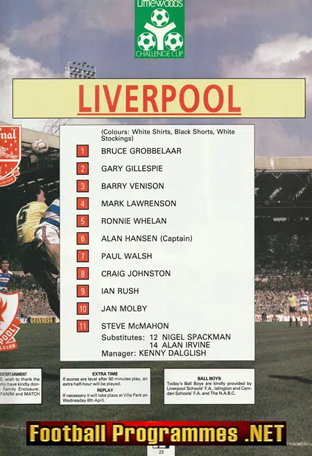 Liverpool v Arsenal 1987 - League Cup Final Wembley
