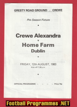Crewe Alexandra v Home Farm 1983 – Pre Season Friendly