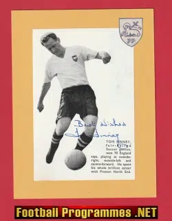 Preston North End Tom Finney SIGNED Football Picture 1950's