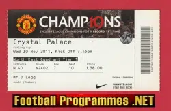 Manchester United v Crystal Palace 2011 - Match Ticket
