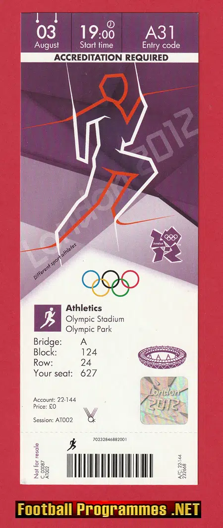 London Olympic Games 2012 – Official Opening Day Ticket