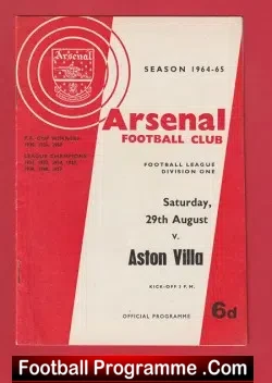 Arsenal v Aston Villa 1964 – 1960’s