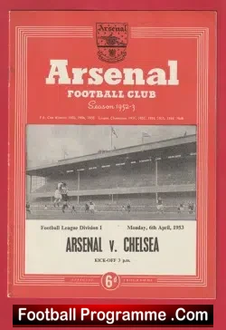 Arsenal v Chelsea 1953 - 1950s - football programme