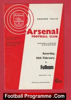 Arsenal v Fulham 1965 - 1960's - football programme