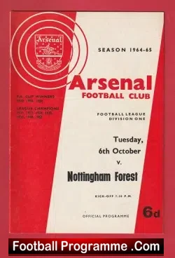 Arsenal v Nottingham Forest 1964 – 1960’s