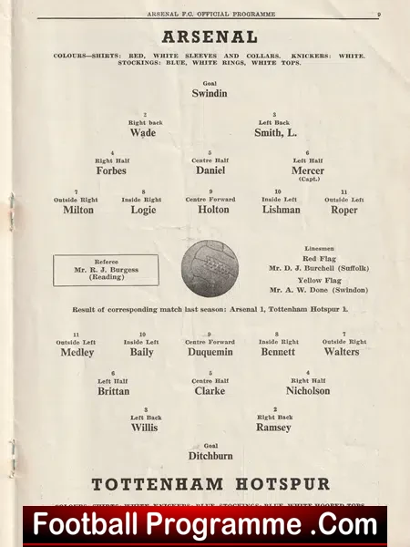 Arsenal v Tottenham 1953