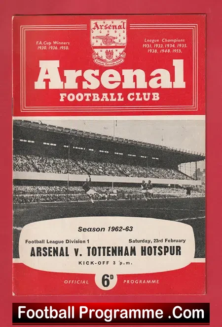 Arsenal v Tottenham 1963 – 1960’s