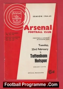 Arsenal v Tottenham 1965 – 1960’s