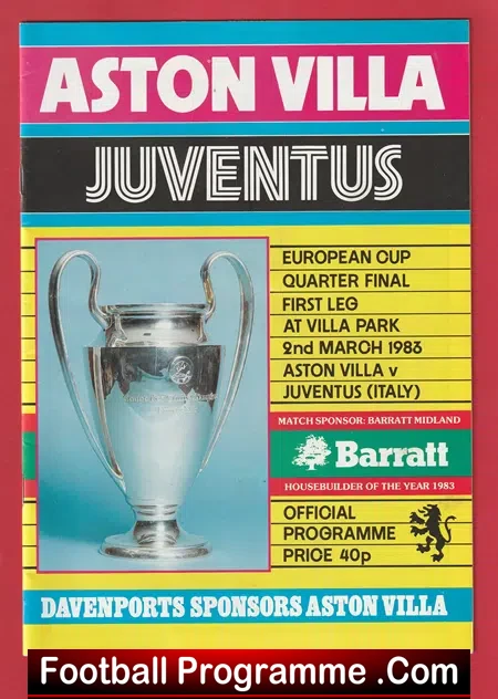 Aston Villa v Juventus 1983 – European Cup Quarter Final