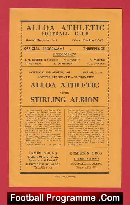 Ayr United v Alloa Athletic 1961 – Scotland