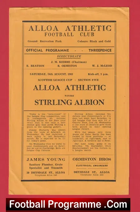 Ayr United v Alloa Athletic 1963 – Scotland