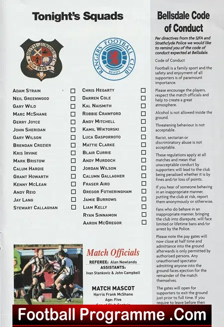 Beith Juniors v Glasgow Rangers 2012 - 2nd Match After Demotion