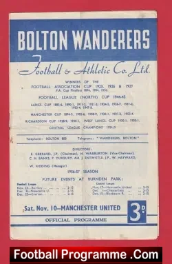 Bolton Wanderers v Manchester United 1956 – Man Utd